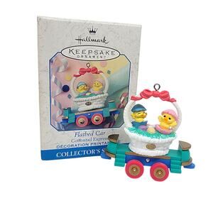 Vtg 1999 Hallmark Keepsake Ornament Flatbed Car Cottontail Express 4th In Series